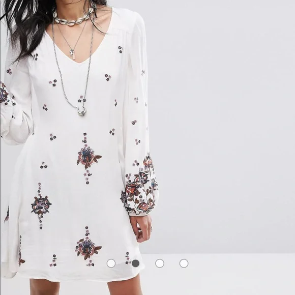 Free People | Dresses | Free People White Flowy Embroidered Long Sleeve  Tunic Short Casual Dress | Poshmark